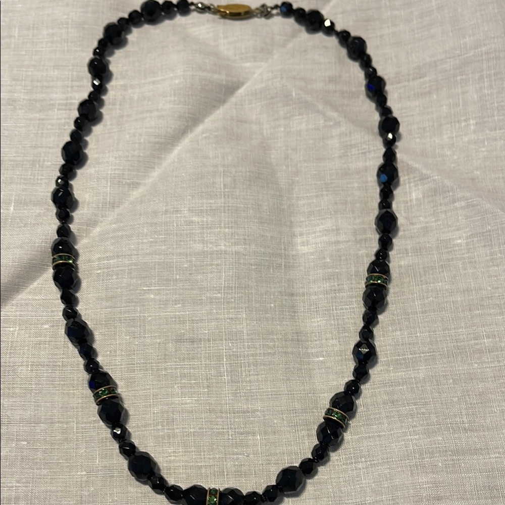 Elegant Black Beaded Necklace with Natural Charm